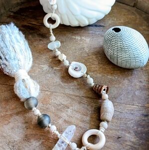NEW Earthtone Seaside Tassel — Clear Quartz, Recycled Glass,Ceramic Décor